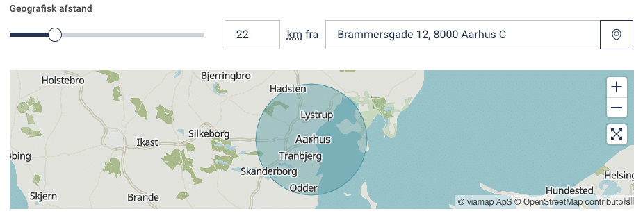 Jobindex geografisk afstand