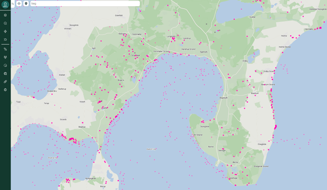 Med Mapit platformen fra Viamap kan du udsøge og visualisere Rødlistede arter via indbyggede kortlag