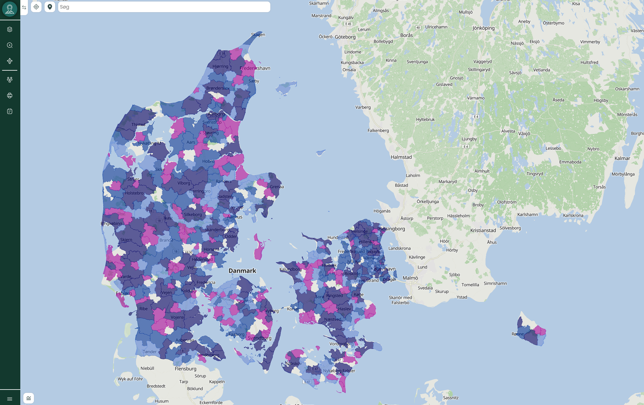 Få visualiseret hvilke postnumre du er stærkest i forhold til webshop ordre i mapit fra viamap