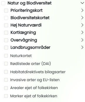Med Mapit får du adgang til mere end 40 relevante kortlag indenfor Natur & Biodiversitet.
