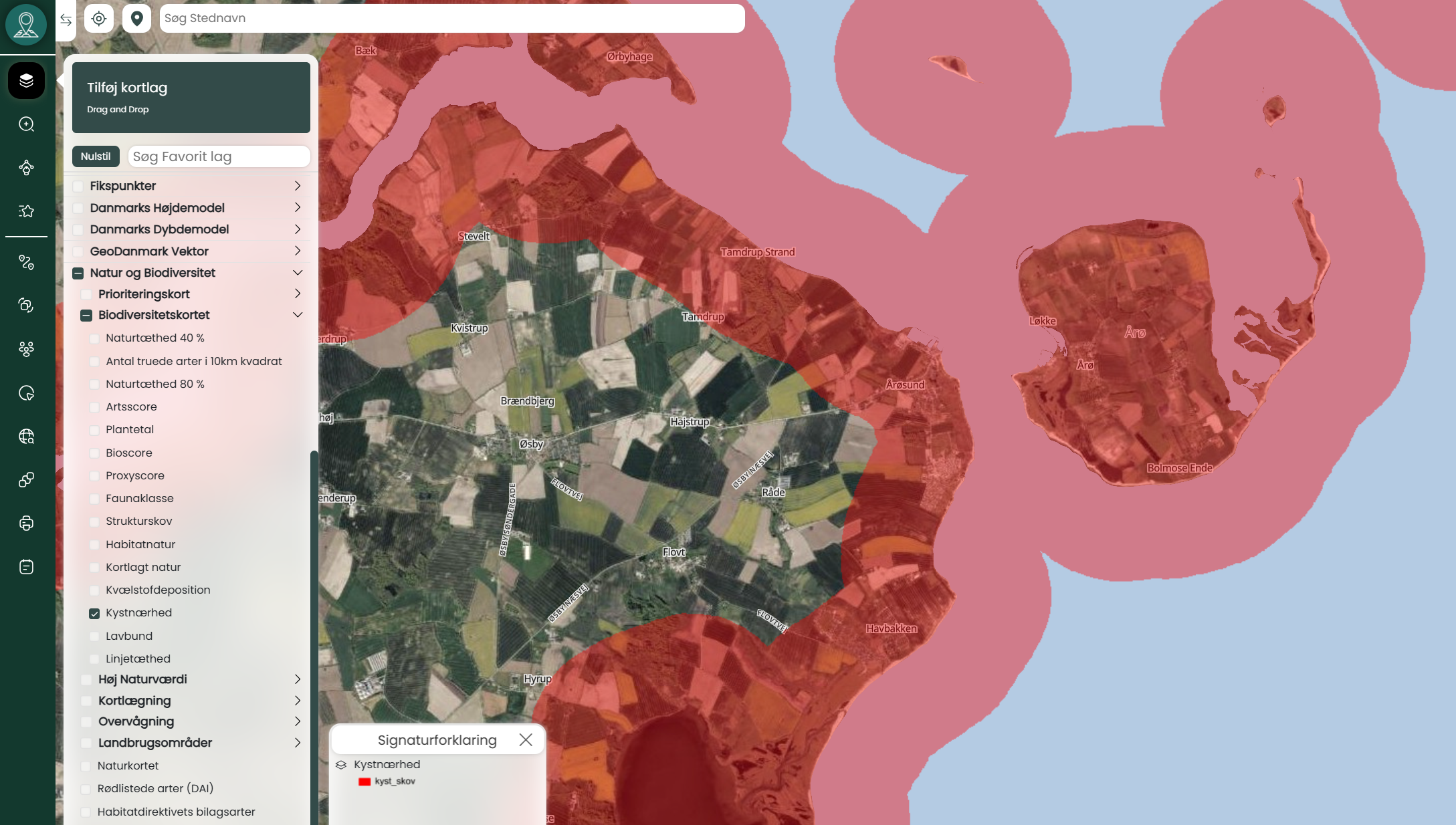 Biodiversitetskortet – Kystnærhed: Analyse af kystnære områder i Mapit
